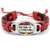 Red hand crafted autism bracelet